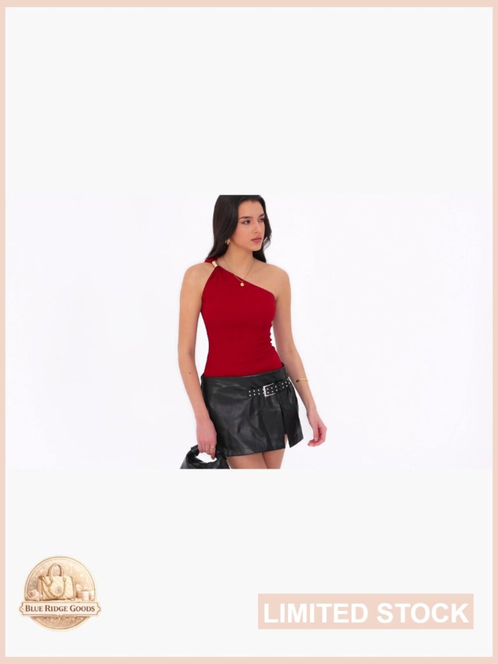 One Shoulder Fitted Ribbed Tank Top Y2K Going Out Sleeveless Summer Top - Picture 7 of 7